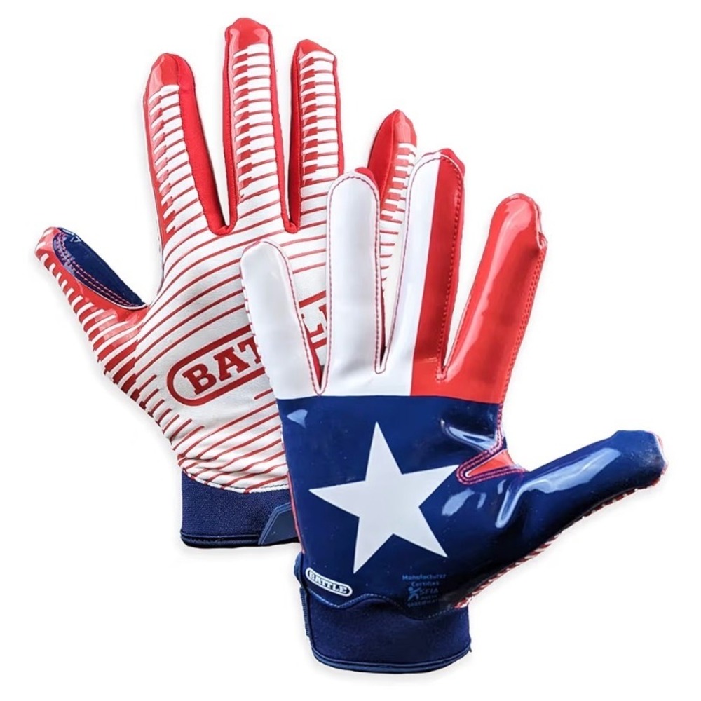 Doom 1.0 Texas Flag‎ Receiver Football Gloves by Battle Sports XXL NEW